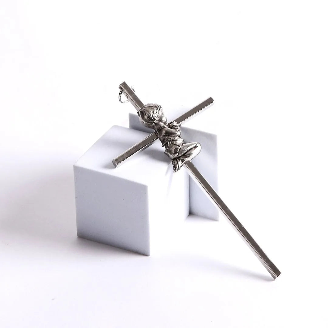 WALL CROSS BAPTISM BOY SILVER 6"