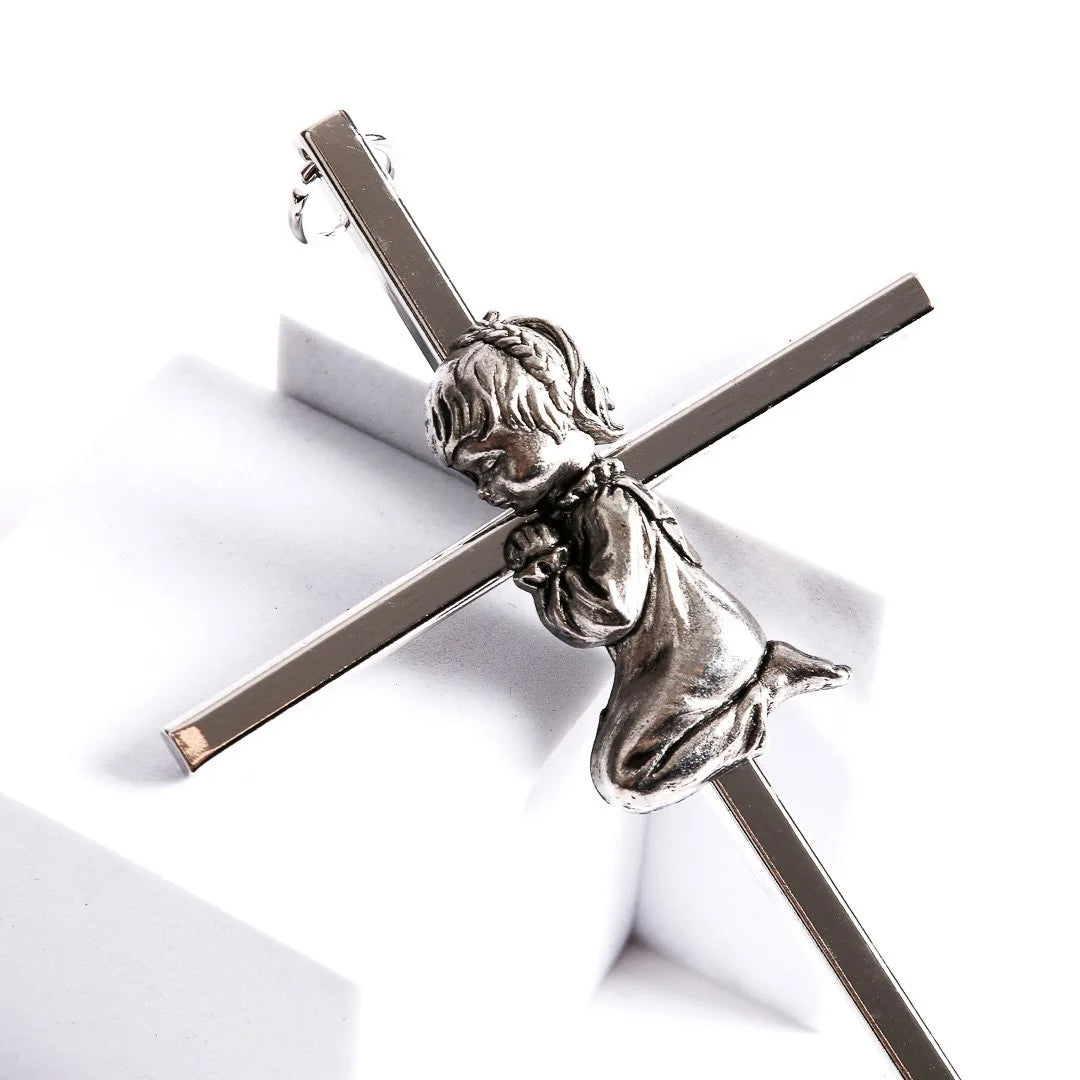 WALL CROSS BAPTISM GIRL SILVER 6"