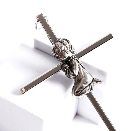 WALL CROSS BAPTISM GIRL SILVER 6"