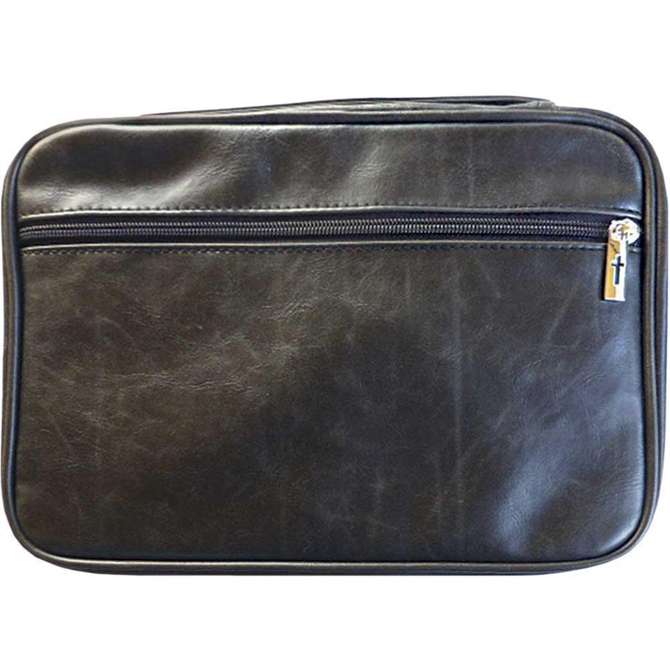 Black Zipper 7.5 x 10.5 Leather Distressed Bible Cover Case by Dicksons