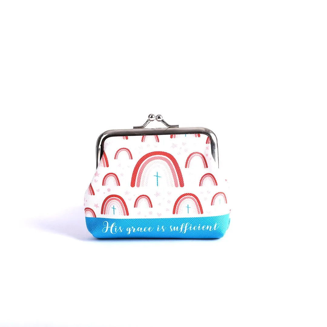 COIN PURSE HIS GRACE IS SUFFICIENT RAINBOWS