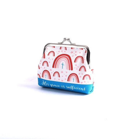 COIN PURSE HIS GRACE IS SUFFICIENT RAINBOWS