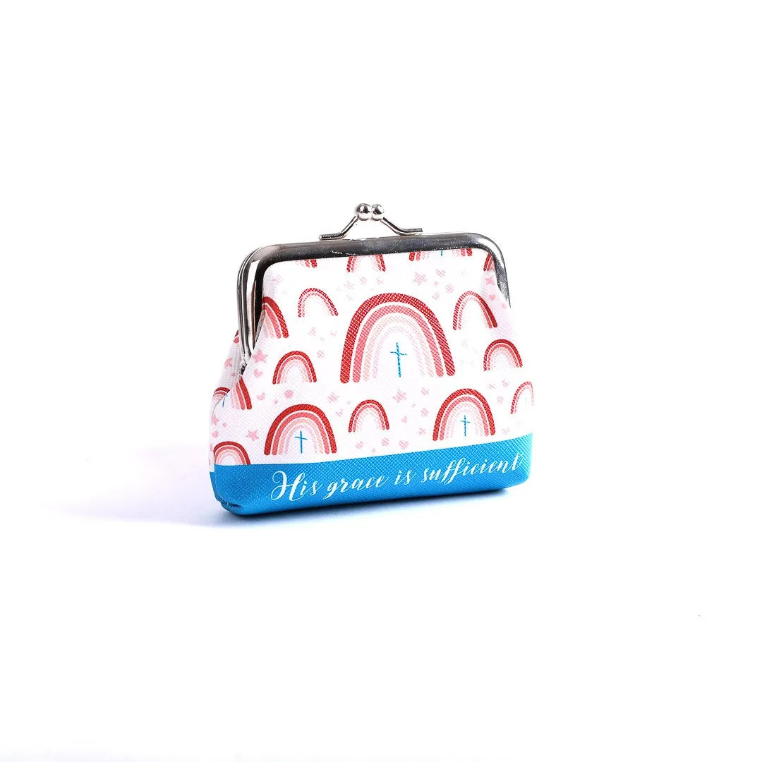 COIN PURSE HIS GRACE IS SUFFICIENT RAINBOWS