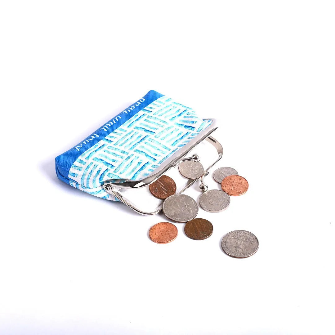 COIN PURSE PRAY WAIT TRUST BLUE