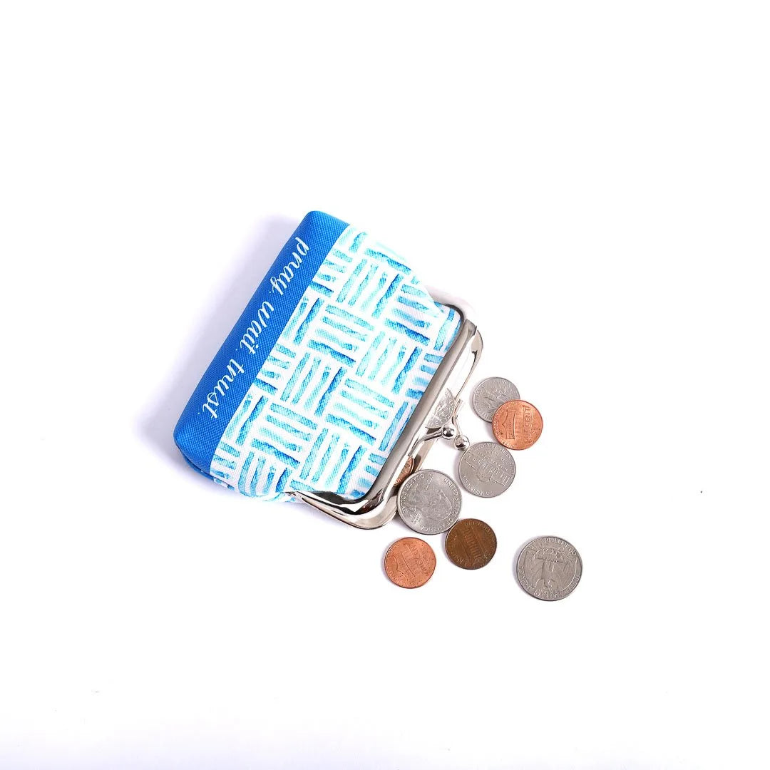 COIN PURSE PRAY WAIT TRUST BLUE