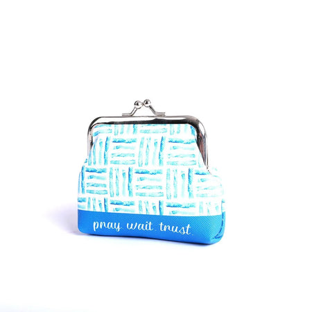 COIN PURSE PRAY WAIT TRUST BLUE