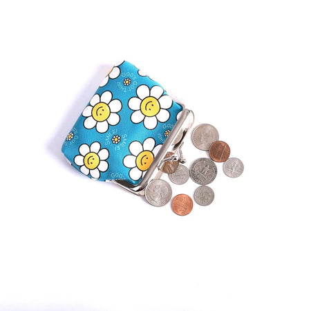 COIN PURSE SMILE DAISIES TEAL