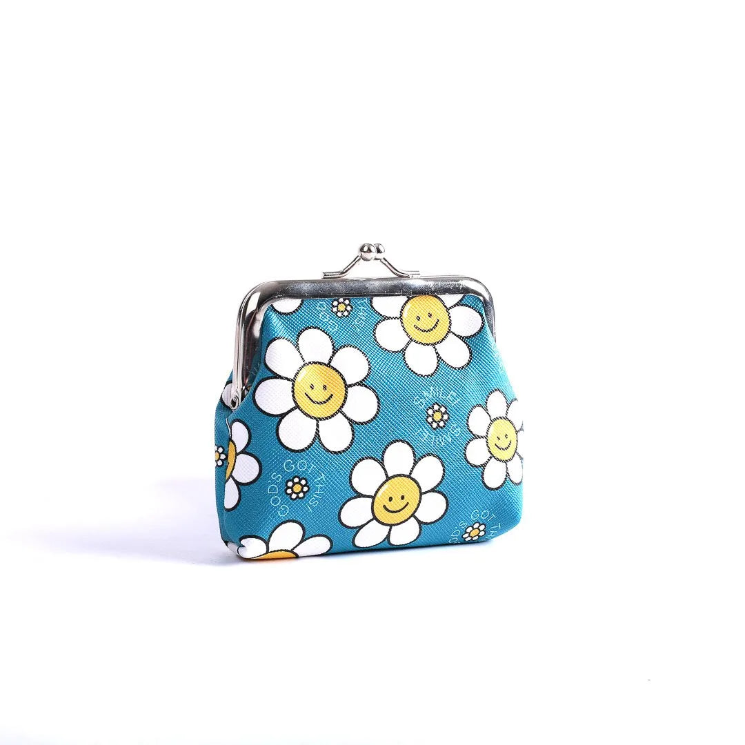 COIN PURSE SMILE DAISIES TEAL