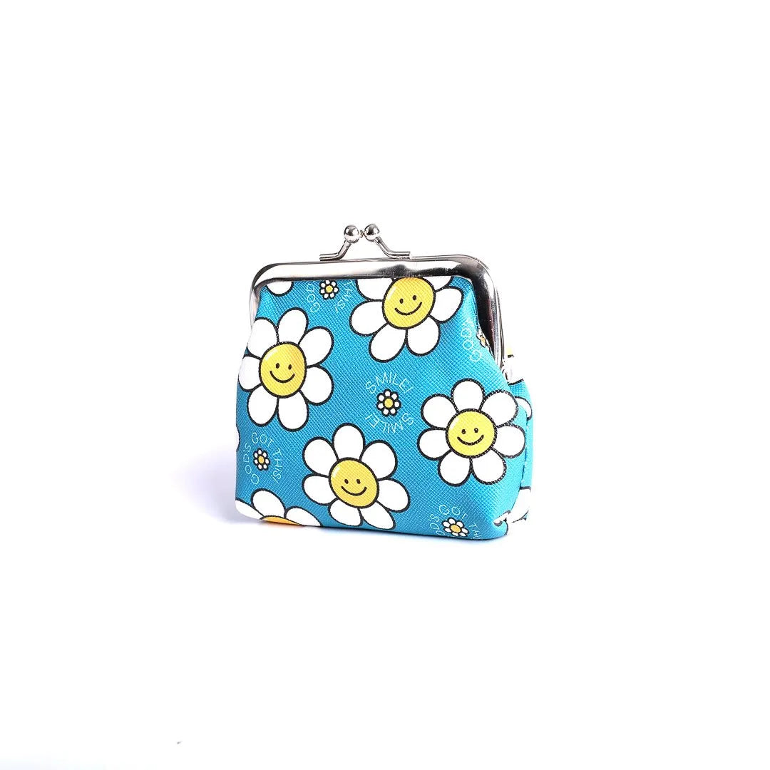 COIN PURSE SMILE DAISIES TEAL
