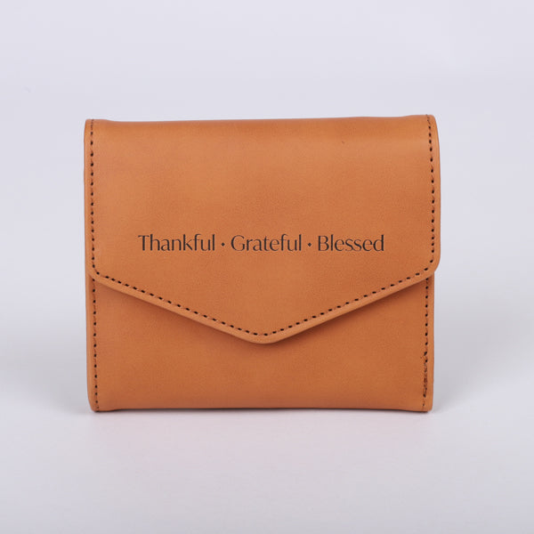 WALLET PU WOMEN'S THANKFUL BROWN