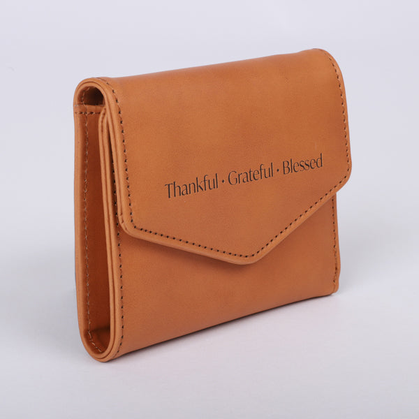 WALLET PU WOMEN'S THANKFUL BROWN