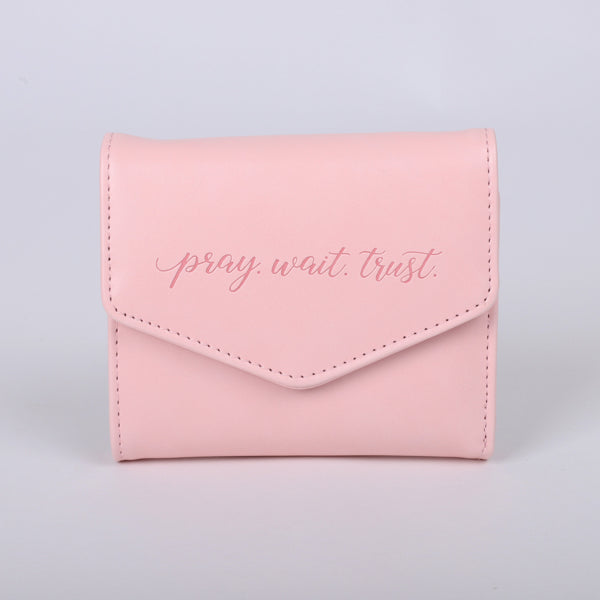 WALLET PU WOMEN'S PRAY WAIT TRUST PINK