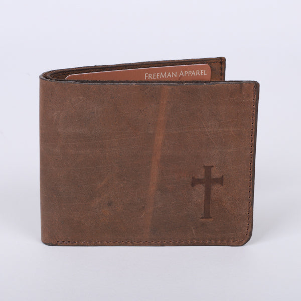WALLET LEATHER MEN'S CROSS BROWN
