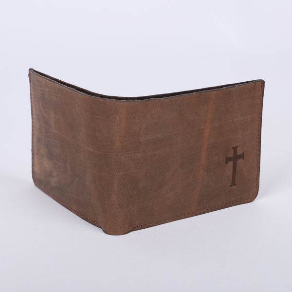 WALLET LEATHER MEN'S CROSS BROWN