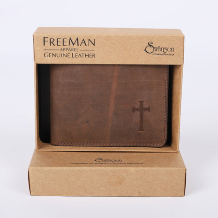 WALLET LEATHER MEN'S CROSS BROWN