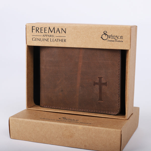 WALLET LEATHER MEN'S CROSS BROWN