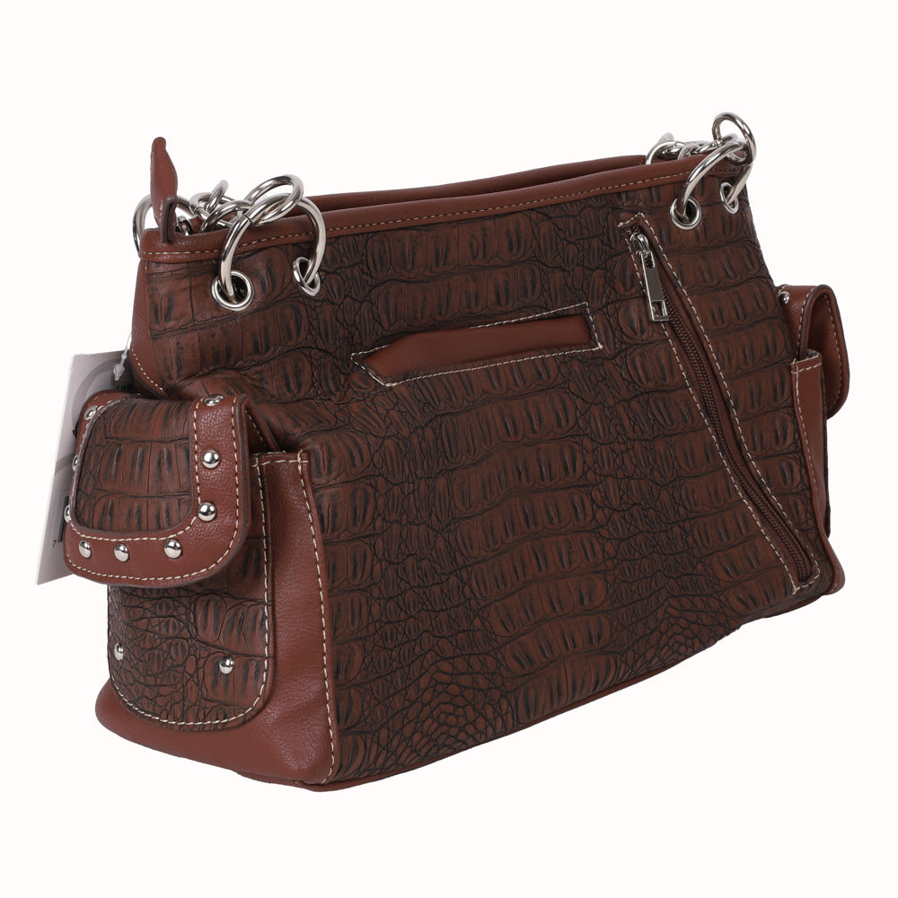 FASHION CONCEAL CARRY PURSE CROSS L.BROWN/DK.BROWN