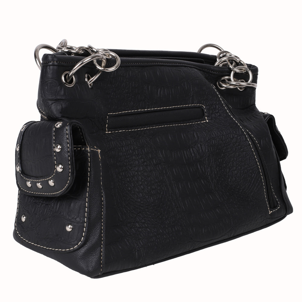 FASHION CONCEAL CARRY PURSE CROSS BLACK/PEWTER