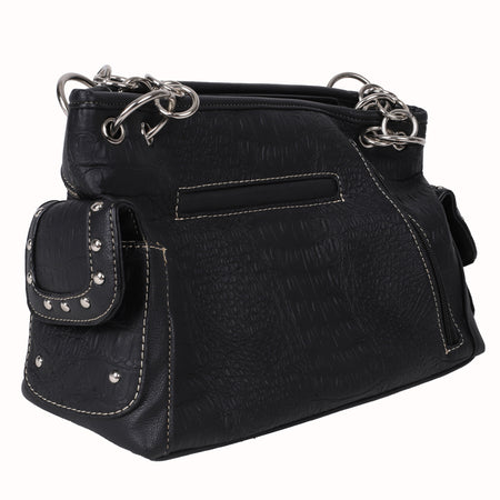 FASHION CONCEAL CARRY PURSE CROSS BLACK/PEWTER