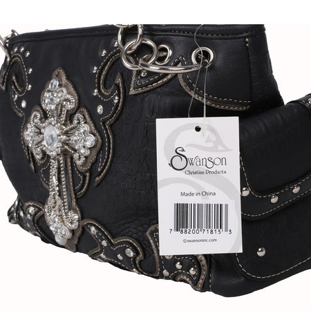FASHION CONCEAL CARRY PURSE CROSS BLACK/PEWTER