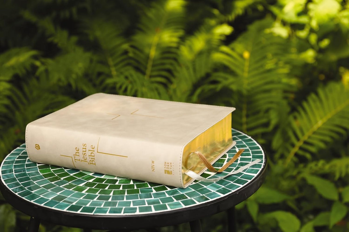 The Jesus Bible, NIV Edition, Comfort Print – Leathersoft™, Stone by HarperCollins, product view 9