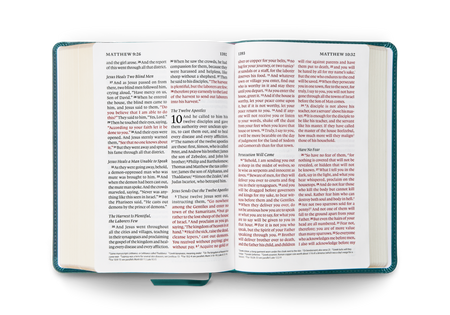 ESV Giant Print Personal Size Bible, Red Letter – Leather, TruTone®, Deep Teal, Emblem Design by Crossway, product view 2