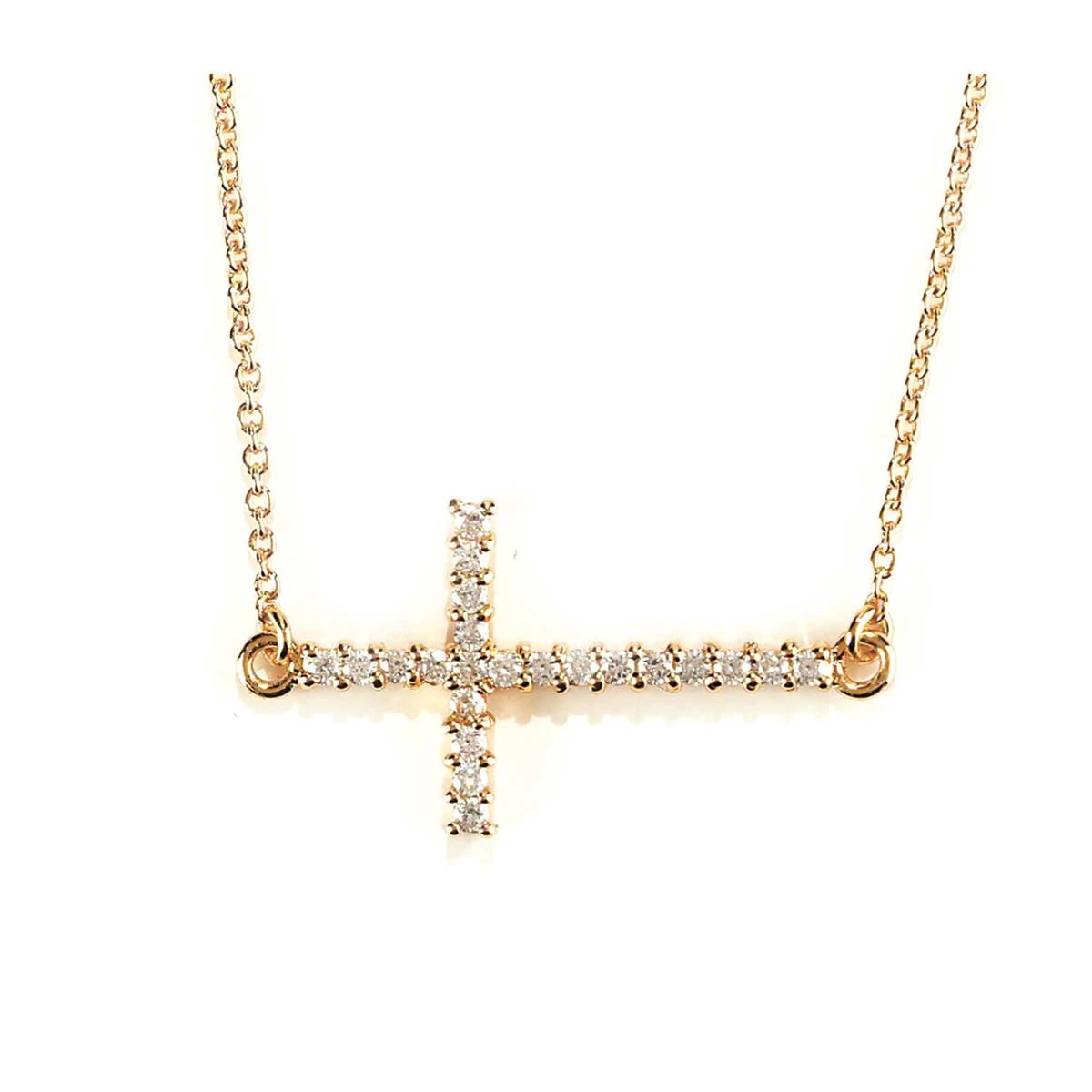 Necklace Gold Plated Sideways Cross-18" Dbox by Dicksons