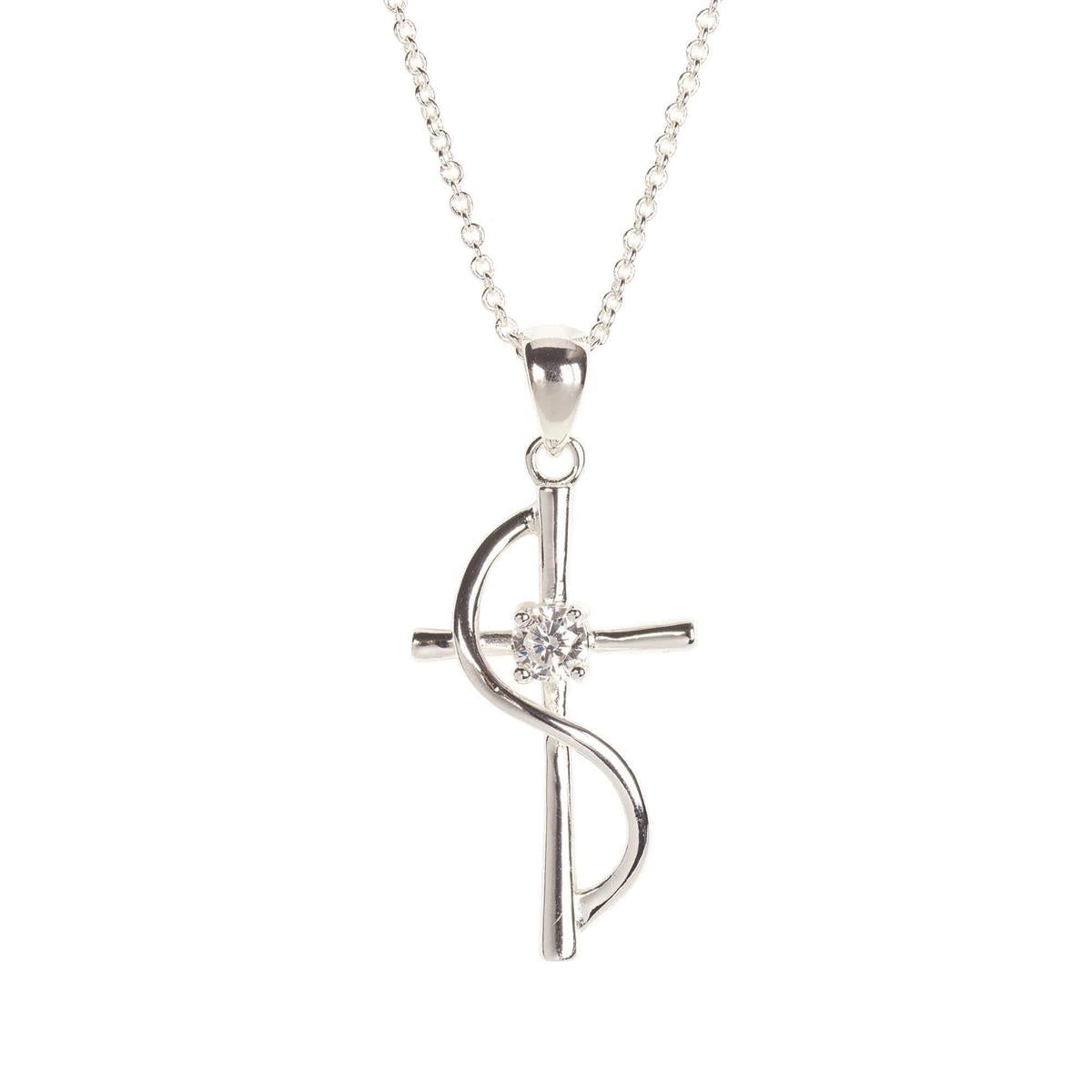 Sash Cross Silver Plated Necklace by Dicksons