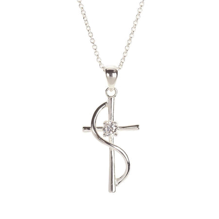 Sash Cross Silver Plated Necklace by Dicksons