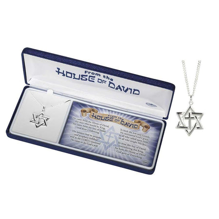 House of David Intricate Star Cross Silver-Plated 24-Inch Pendant Necklace by Dicksons