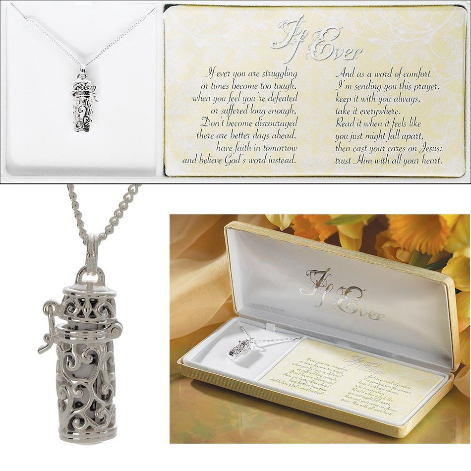 Necklace If Ever Prayer Box Silver Plated 18" Chn by Dicksons