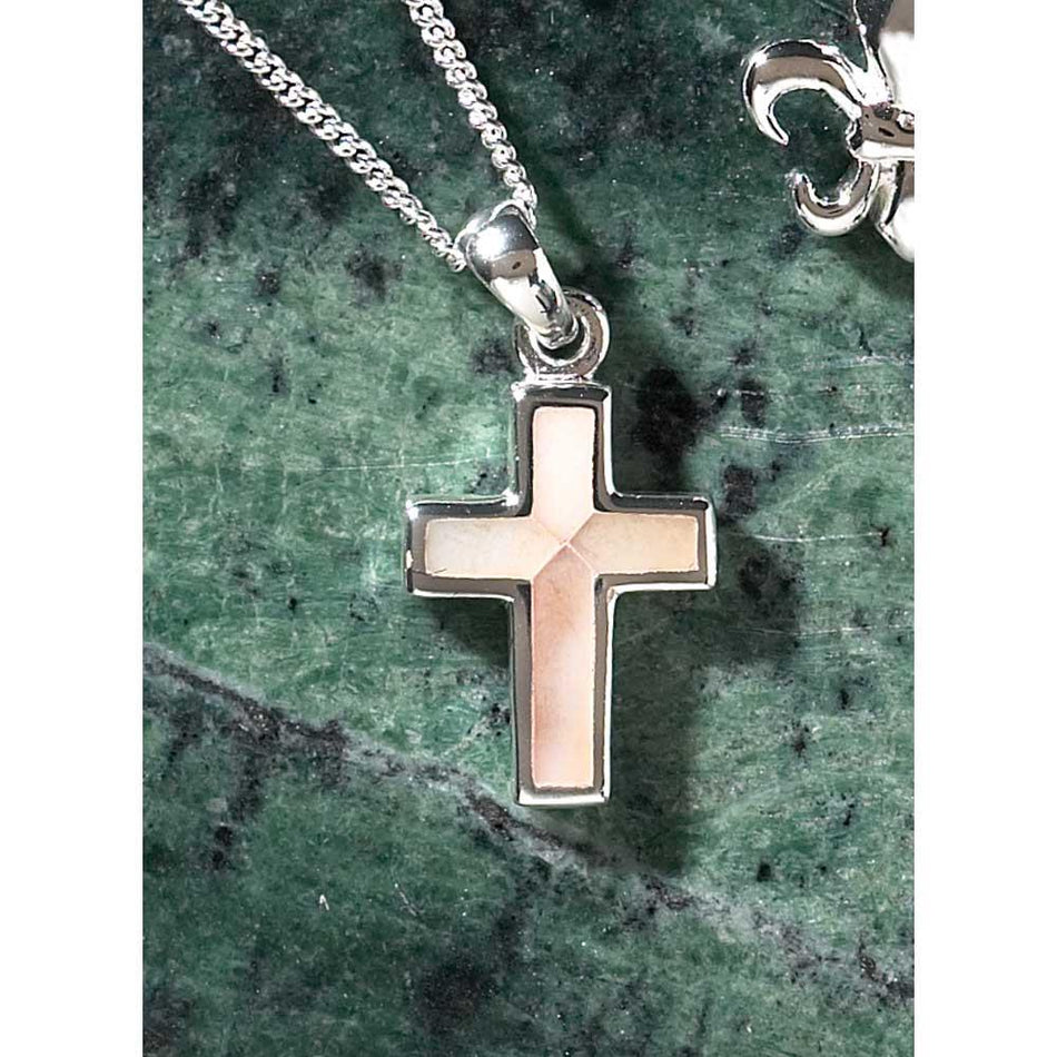 Necklace Silver Plated Small Mop Box Cross Bale-18" by Dicksons