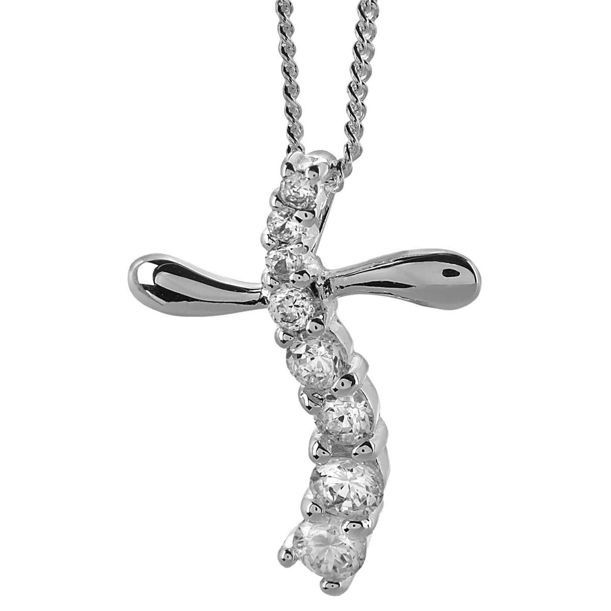 Necklace Silver Plated Journey Cross/stones-db0x by Dicksons