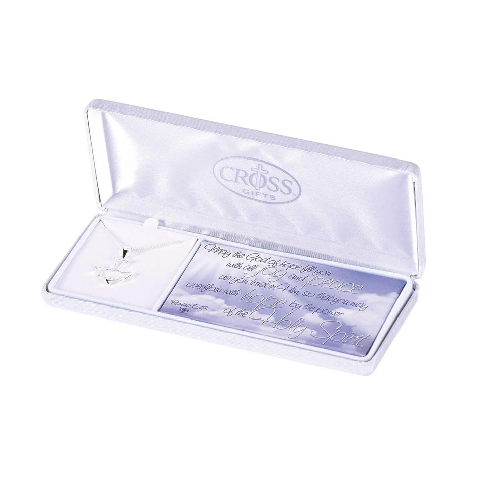 Necklace Silver Plated Open Decend Dove-18"ch (73-2584P) by Dicksons