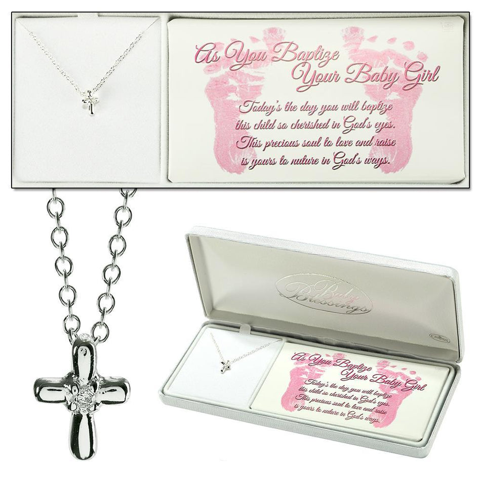 Necklace Baptism Girl Petal Cross by Dicksons