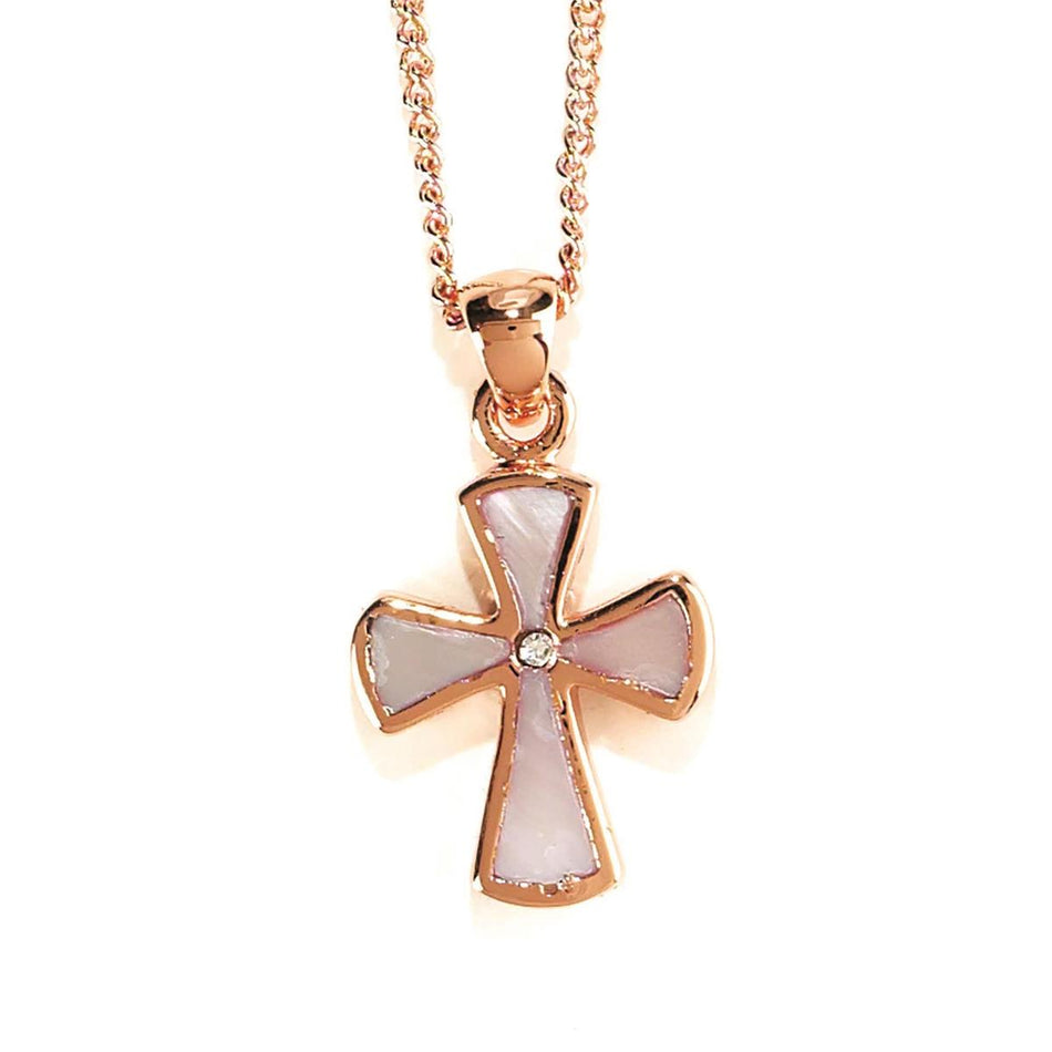 Necklace rgp Mop Flare Cross-18"ch by Dicksons