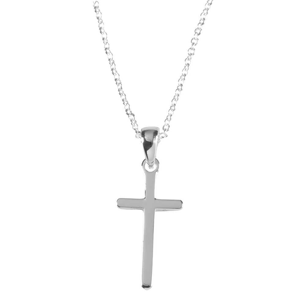 Necklace Silver Plated 11/16" Box Cross-18"chain by Dicksons
