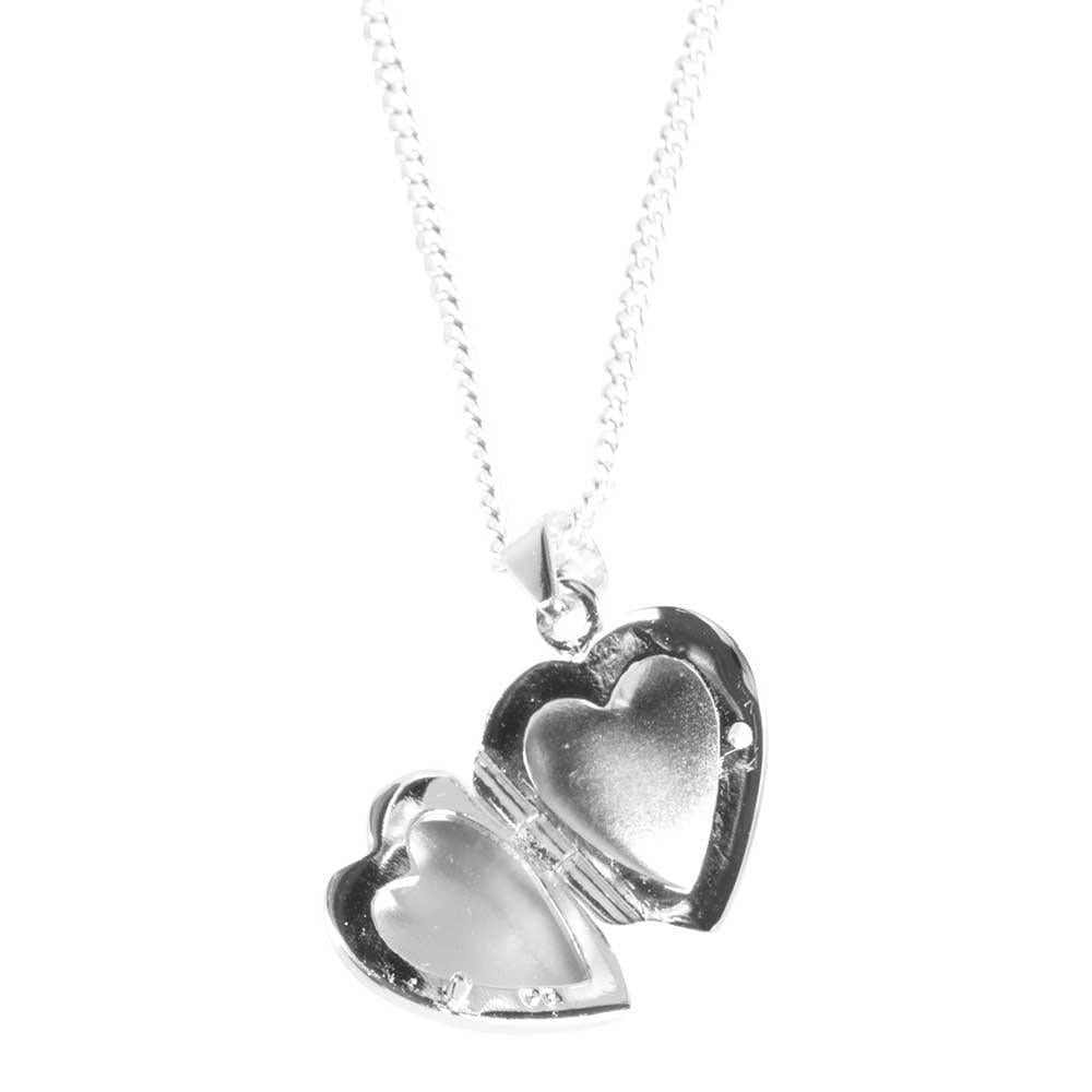 Heart Locket with Detailed Cross Design Silver-Plated 18-Inch Pendant Necklace by Dicksons, product view 2