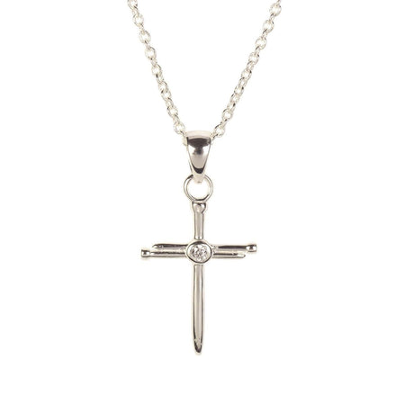Nail Cross/cz Silver Plate 18" Chain by Dicksons