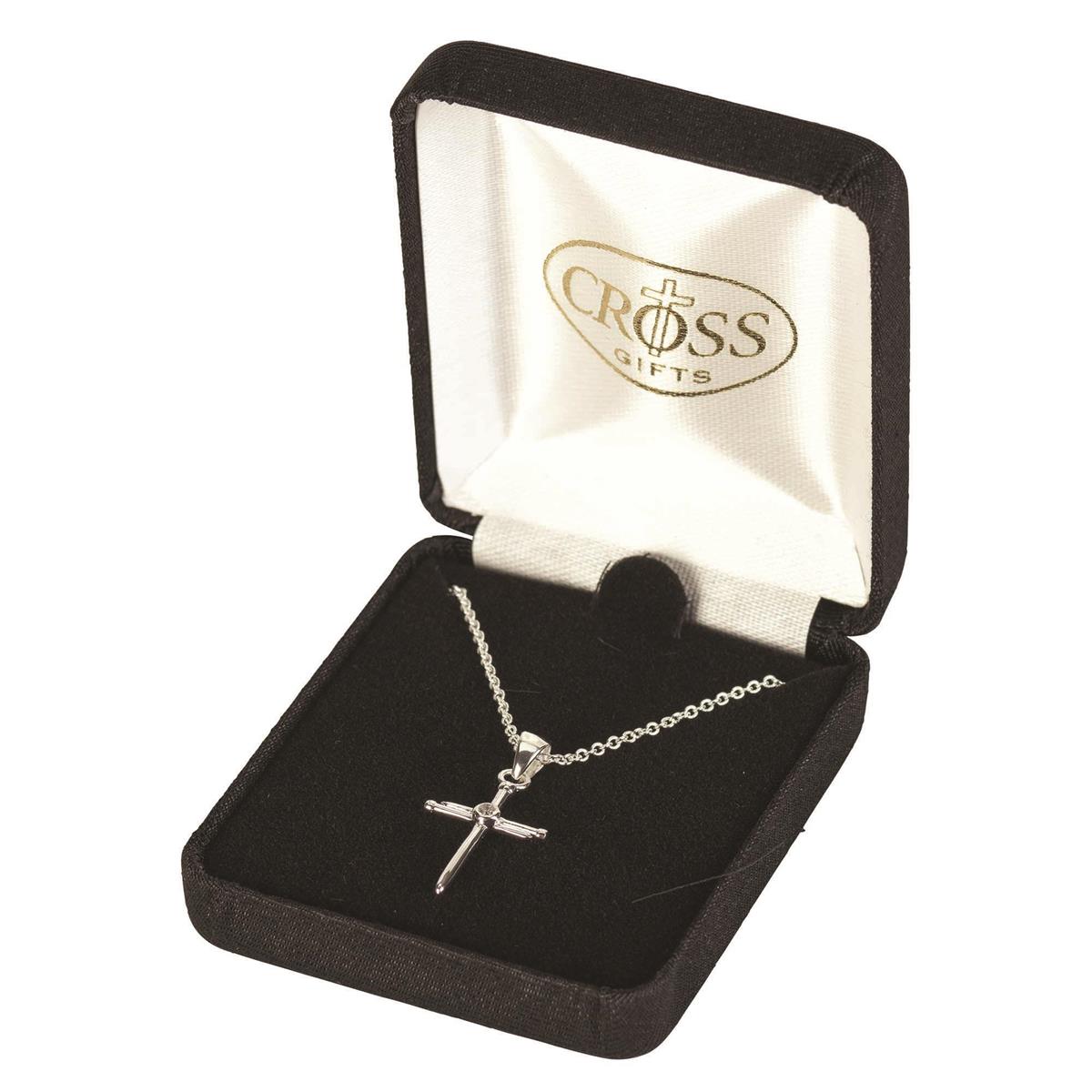 Nail Cross/cz Silver Plate 18" Chain by Dicksons, product view 2