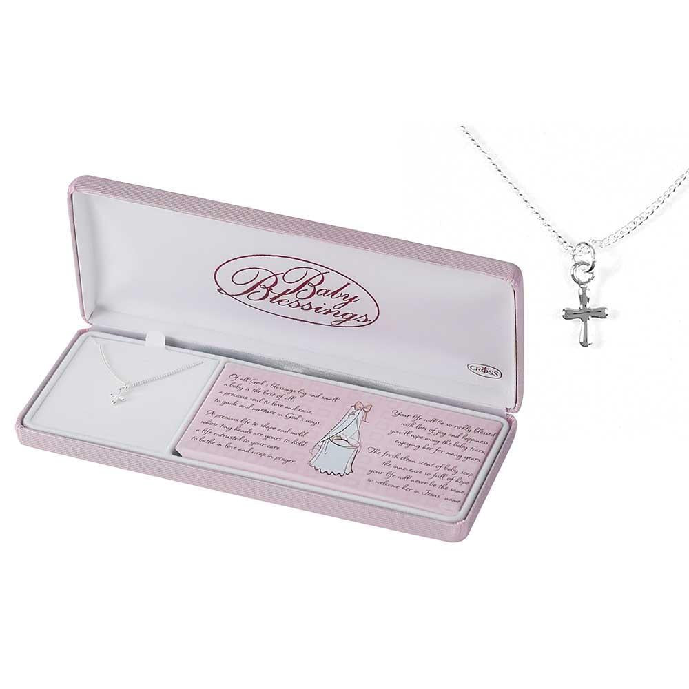 Necklace Silver Plated Puff Cross 13" Cable Chain by Dicksons