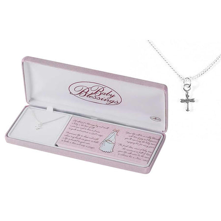 Necklace Silver Plated Puff Cross 13" Cable Chain by Dicksons