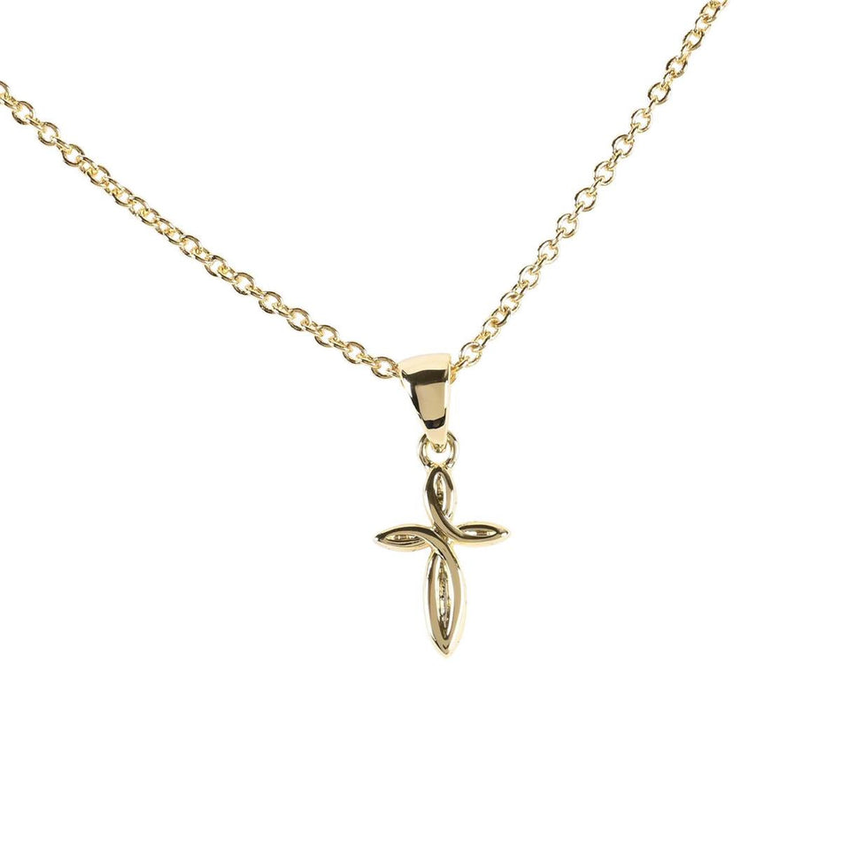 Mini Twisted Ribbon Cross, Gold Tone 18 Inch, Plated Metal by Dicksons