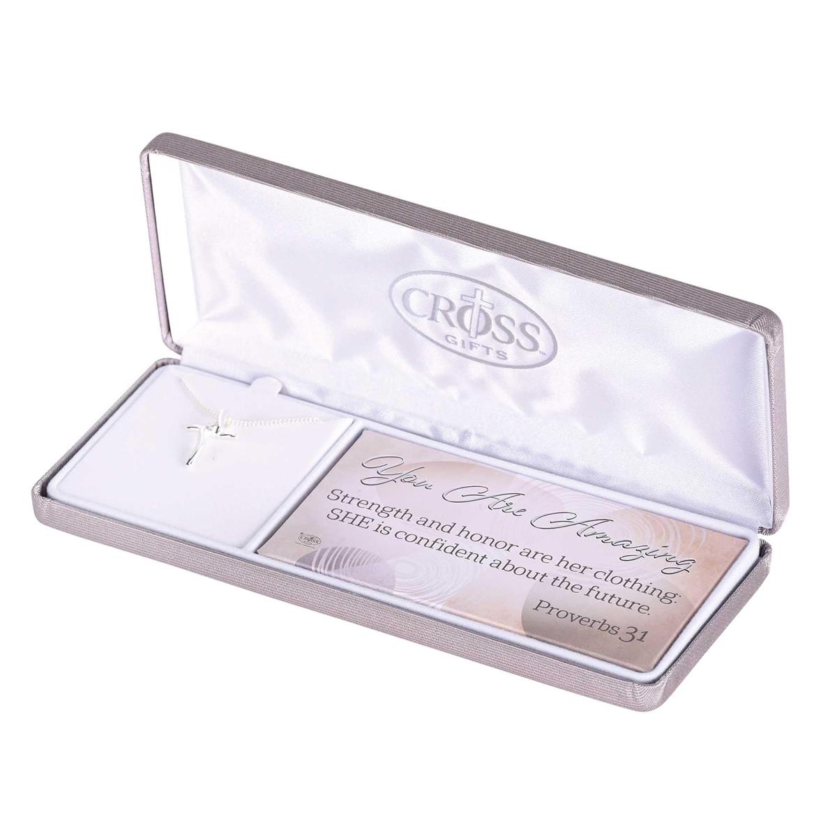 Necklace Proverbs 31 Curved Cross Cz by Dicksons