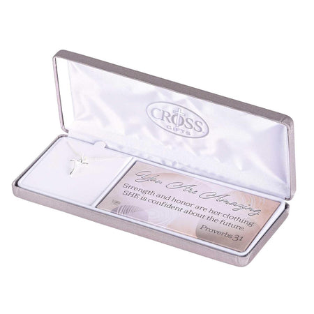 Necklace Proverbs 31 Curved Cross Cz by Dicksons