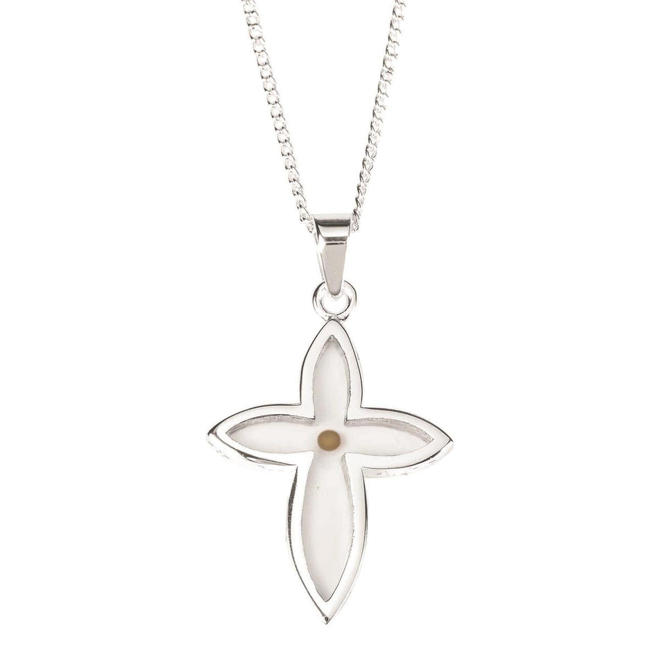 Mustard Seed Petal Cross Pendant Women's 20 Inch Silver Plated Everyday by Dicksons