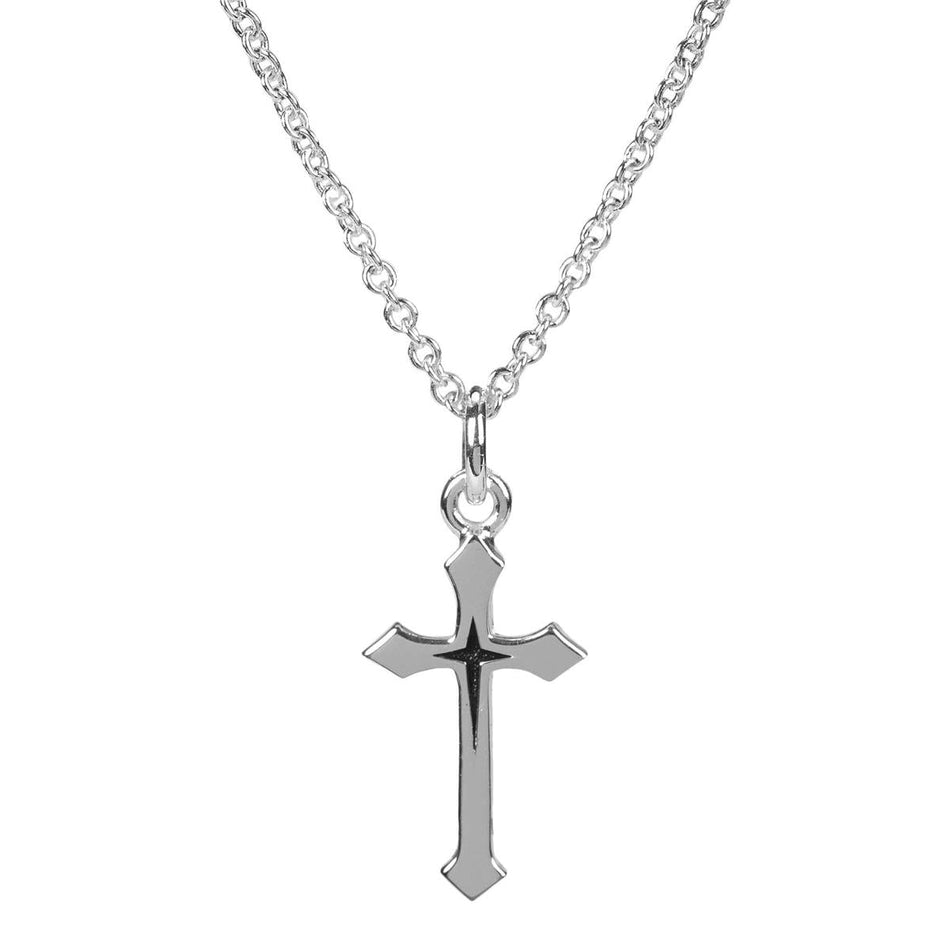 Necklace flare Cross Silver Plated 18" Ch by Dicksons