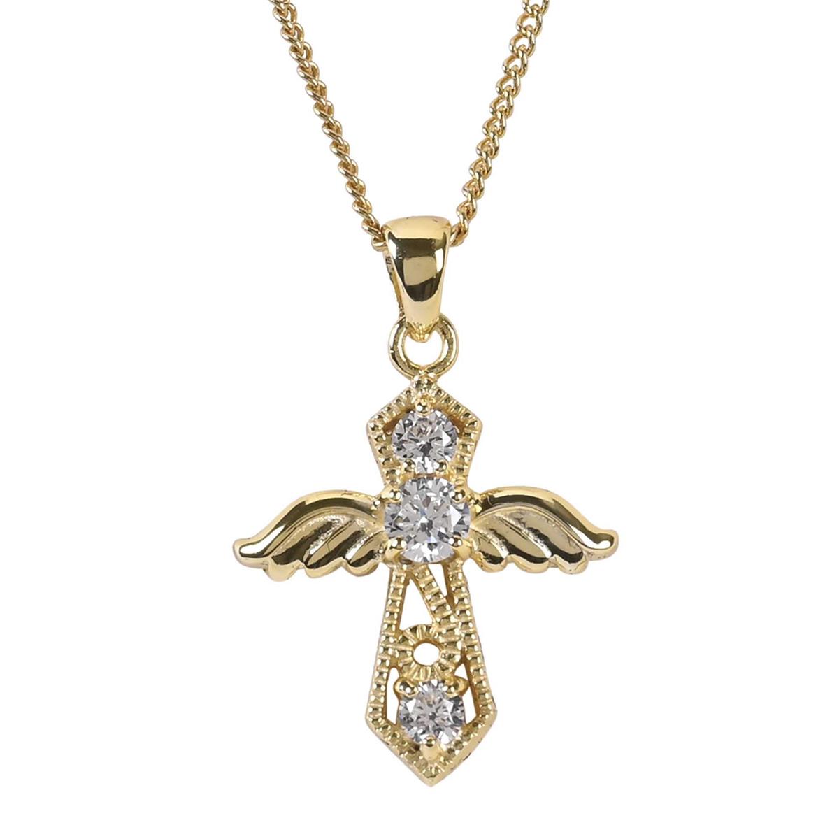 Necklace Angel Cross With CZs on 18L by Dicksons