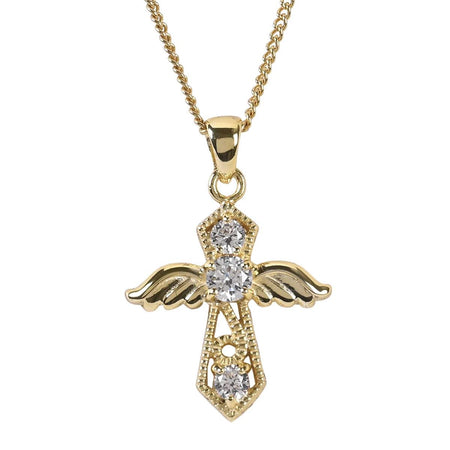 Necklace Angel Cross With CZs on 18L by Dicksons