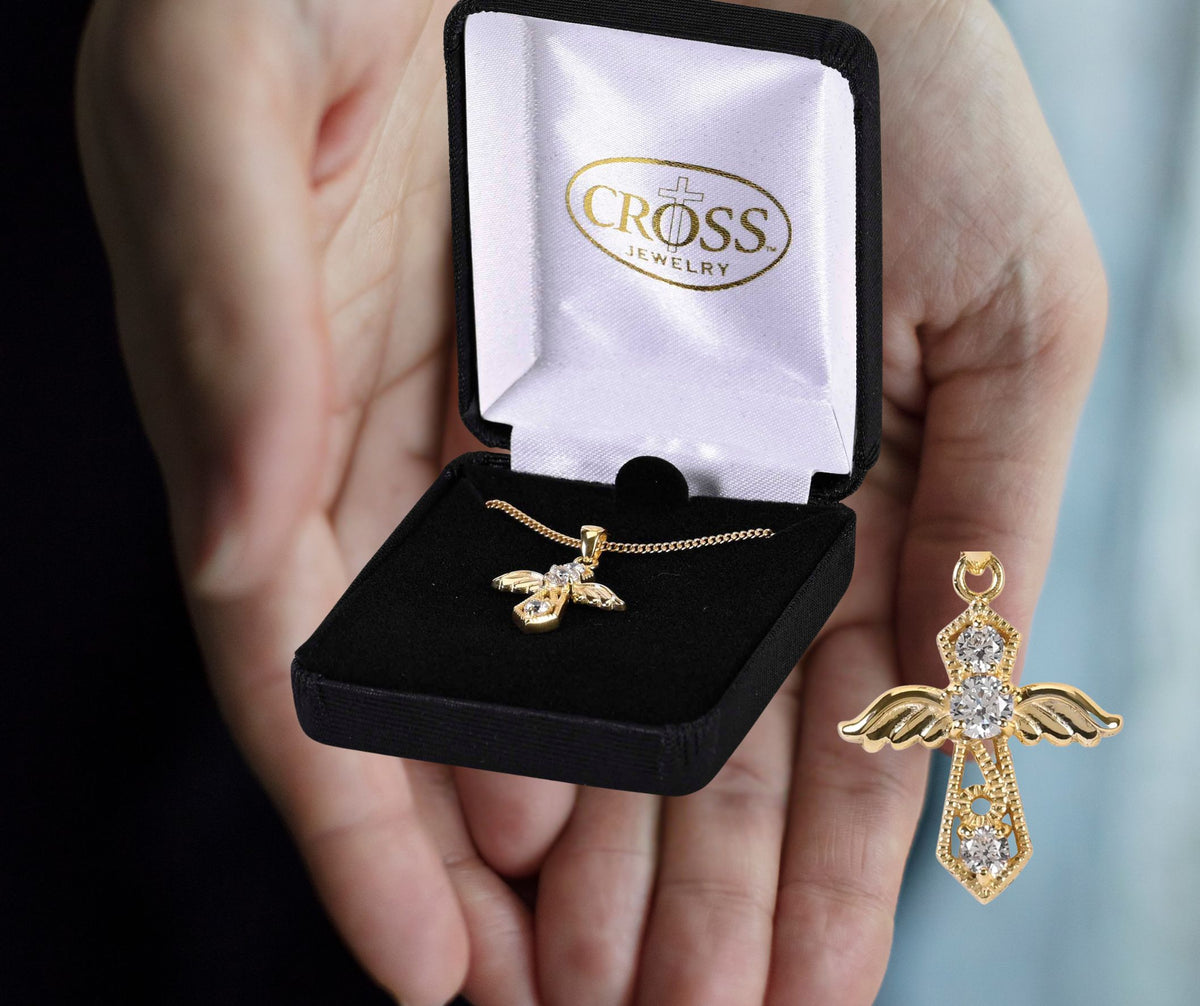 Necklace Angel Cross With CZs on 18L by Dicksons, product view 3